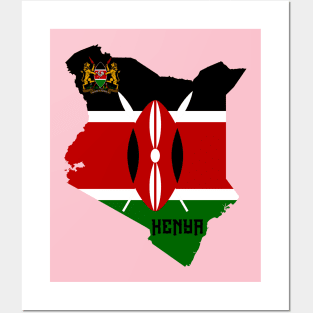 Kenya flag & map Posters and Art